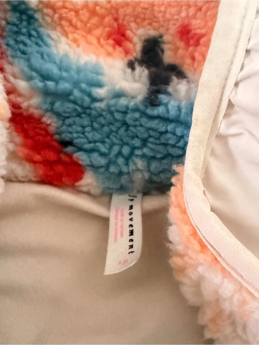 Free People Multi-Color Sherpa Jacket in Cream, Blue, Orange, Red, Black